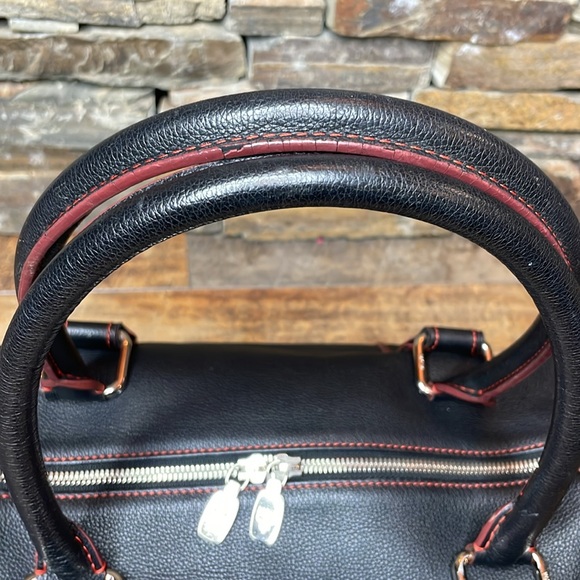 MCM Boston Bag In Black & Red Leather With Silver Hardware 🔥 - Picture 8 of 17